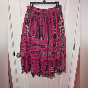 Vintage Southern Colors Fringed Maxi Skirt Women's Small Pink/Mauve